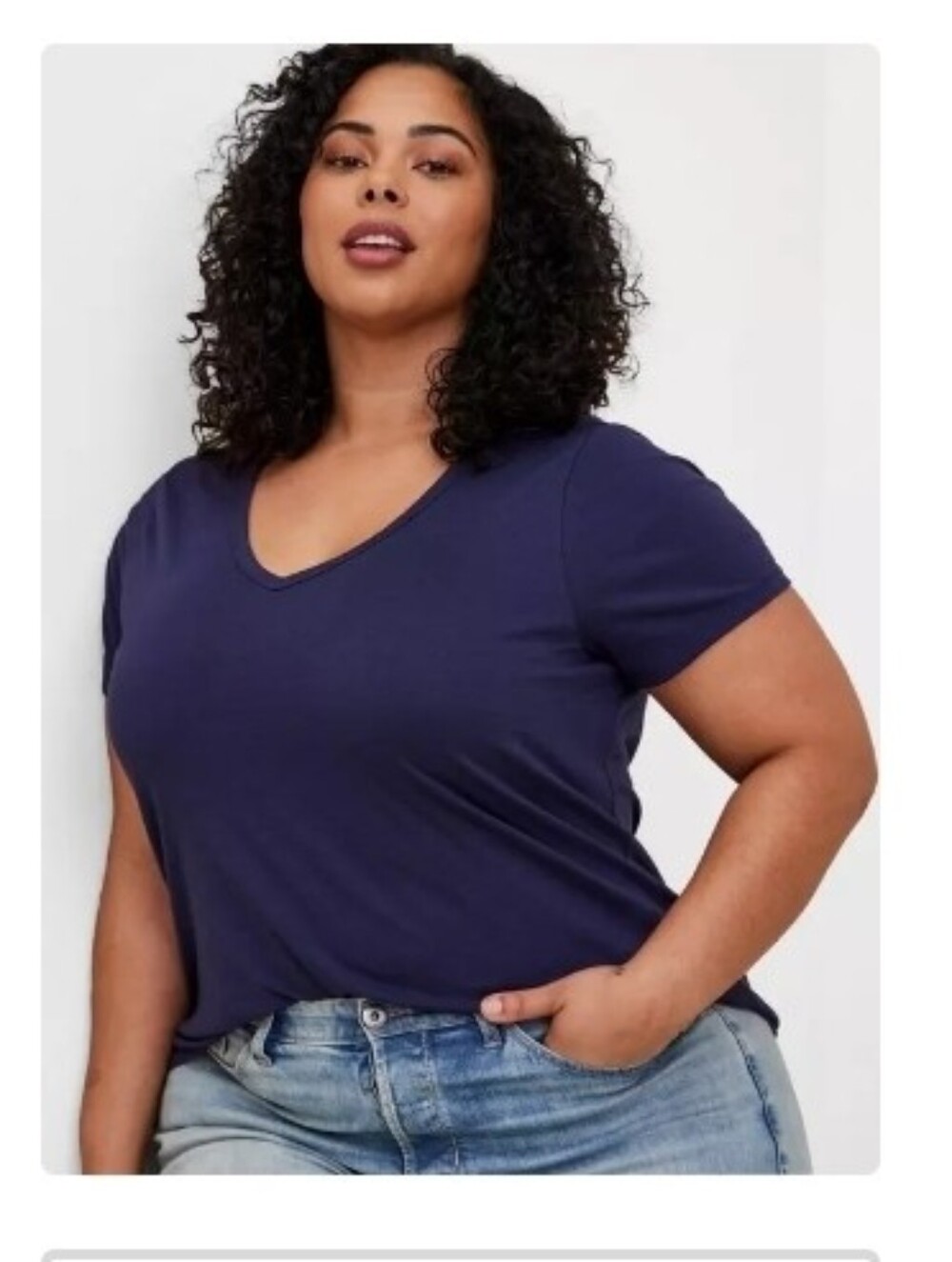 torrid V-Neck Short Sleeve Tee - Navy
